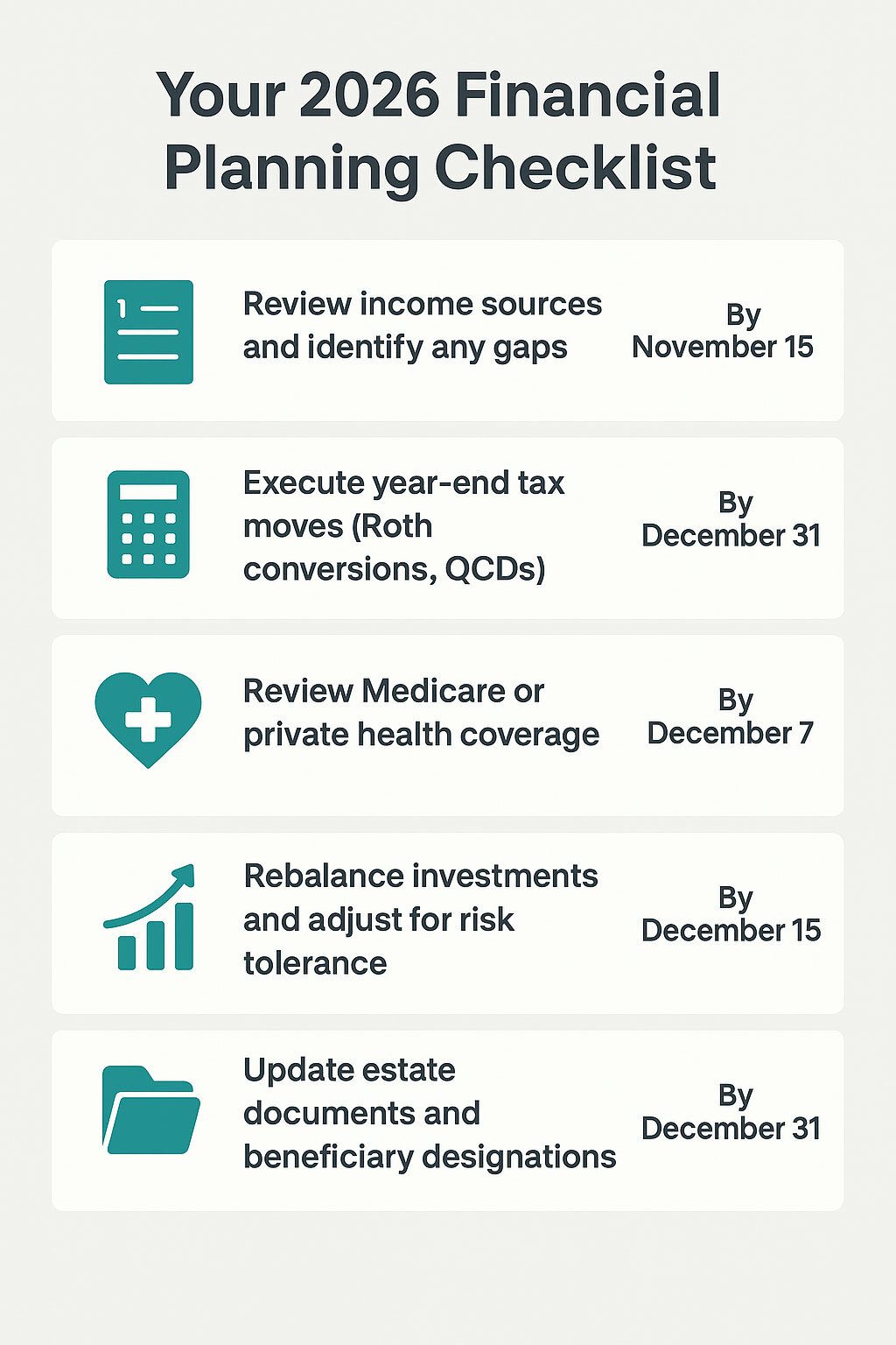 Your Year-End Financial Planning Checklist for 2026 Infographic